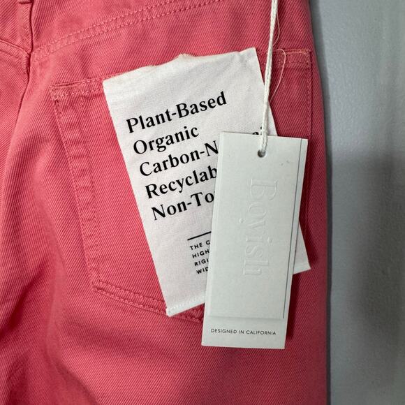 BOYISH The Charley Wide Leg in Pretty in Pink Coral Jeans High Rise Sz 27 New - Picture 12 of 13